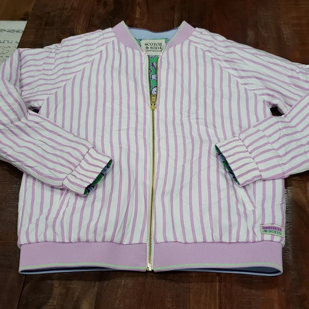 Scotch & Soda Lilac Striped Quilted Jacket